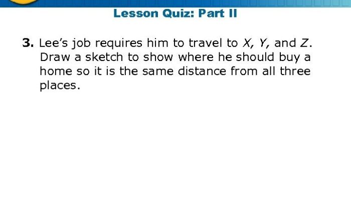 Bisectors in triangles quiz part 1