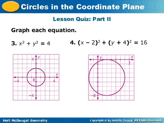 Circles in the coordinate plane quiz