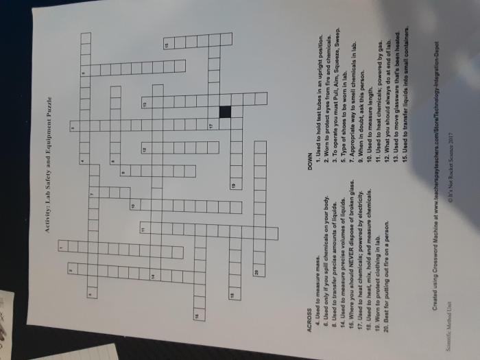 Laboratory safety crossword puzzle answers