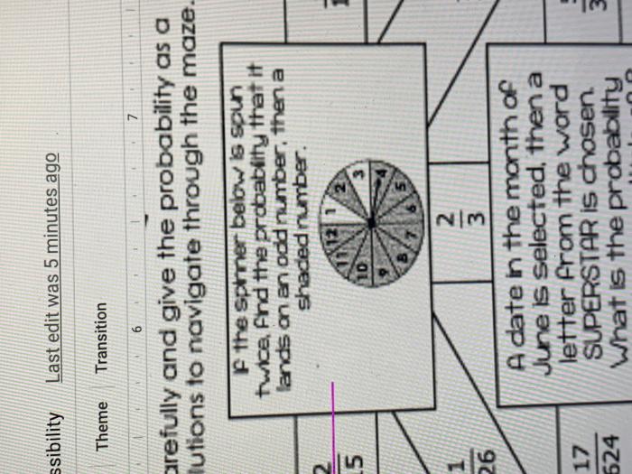 If the spinner below is spun once find each probability