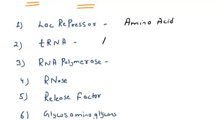 Match the organic molecules with the correct subunits